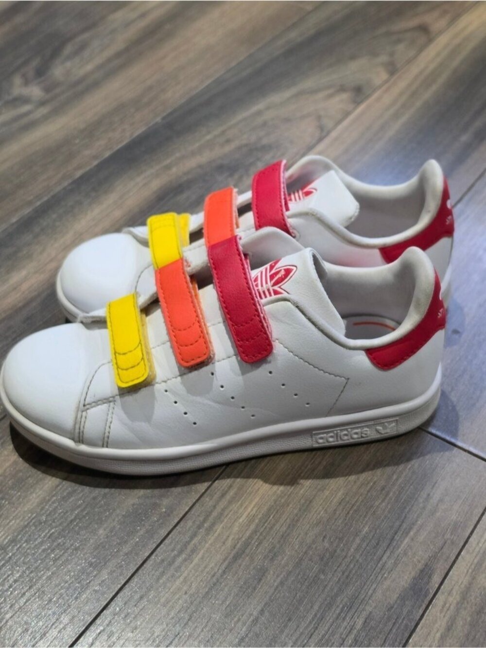 Kids US 1.5 • Adidas Sneakers Stan Smith White Multicolor Velcro
